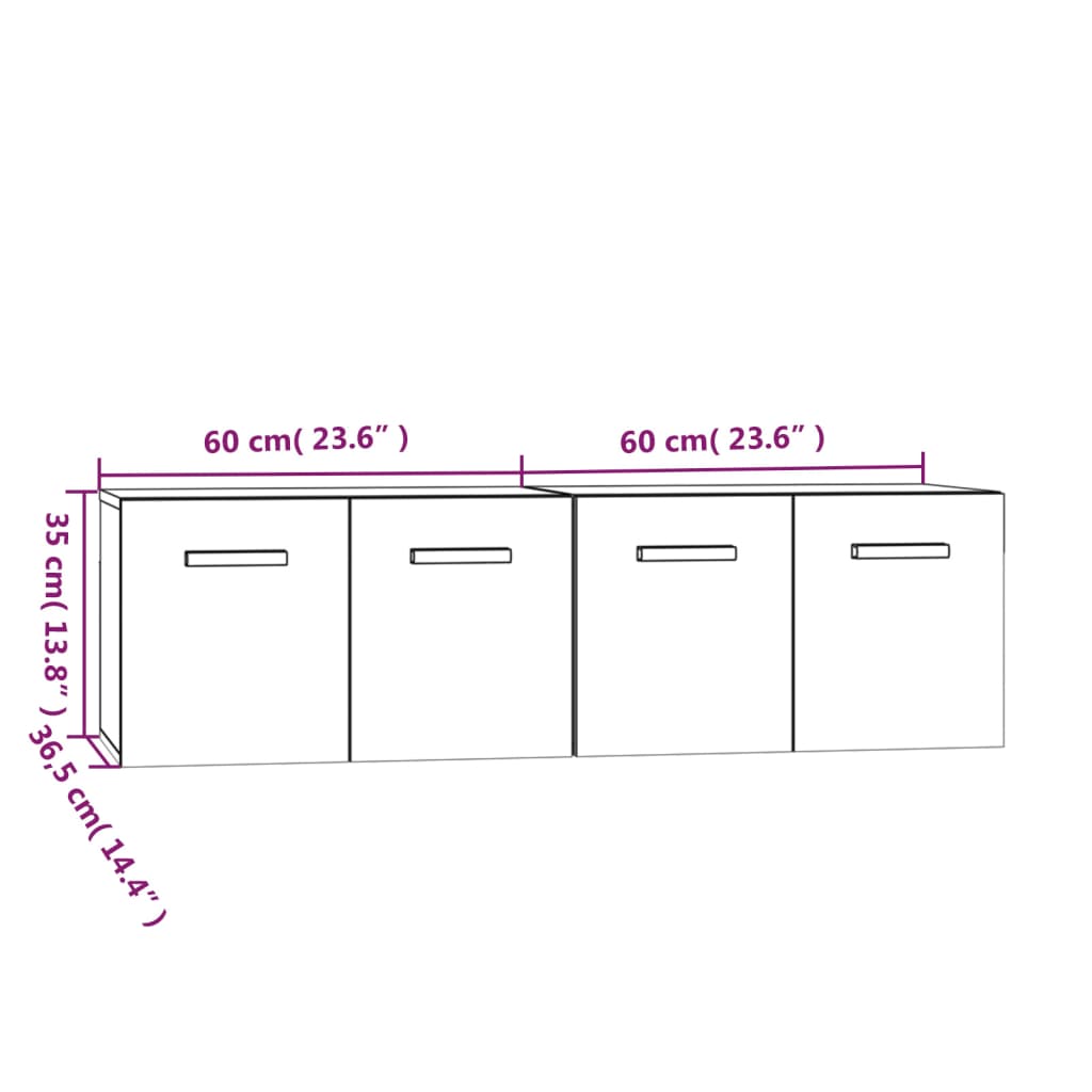 seinakapid, 2 tk, hall Sonoma tamm, 60x36,5x35 cm, tehispuit