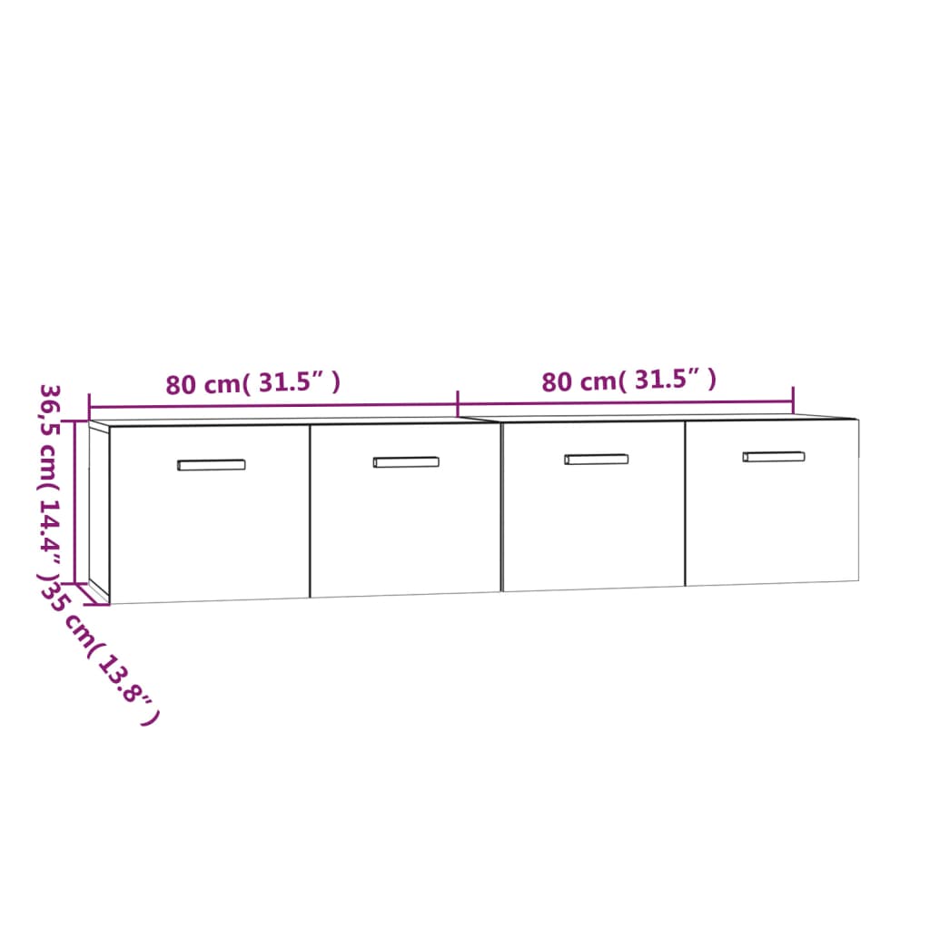 seinakapp, 2 tk, suitsutatud tamm, 80x35x36,5 cm, tehispuit