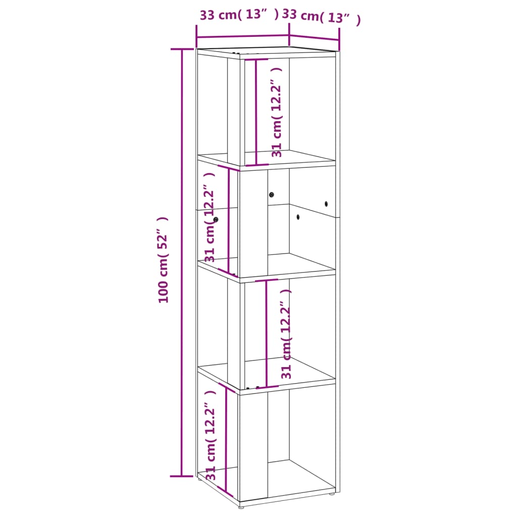 nurgakapp, hall Sonoma tamm, 33 x 33 x 132 cm, tehispuit