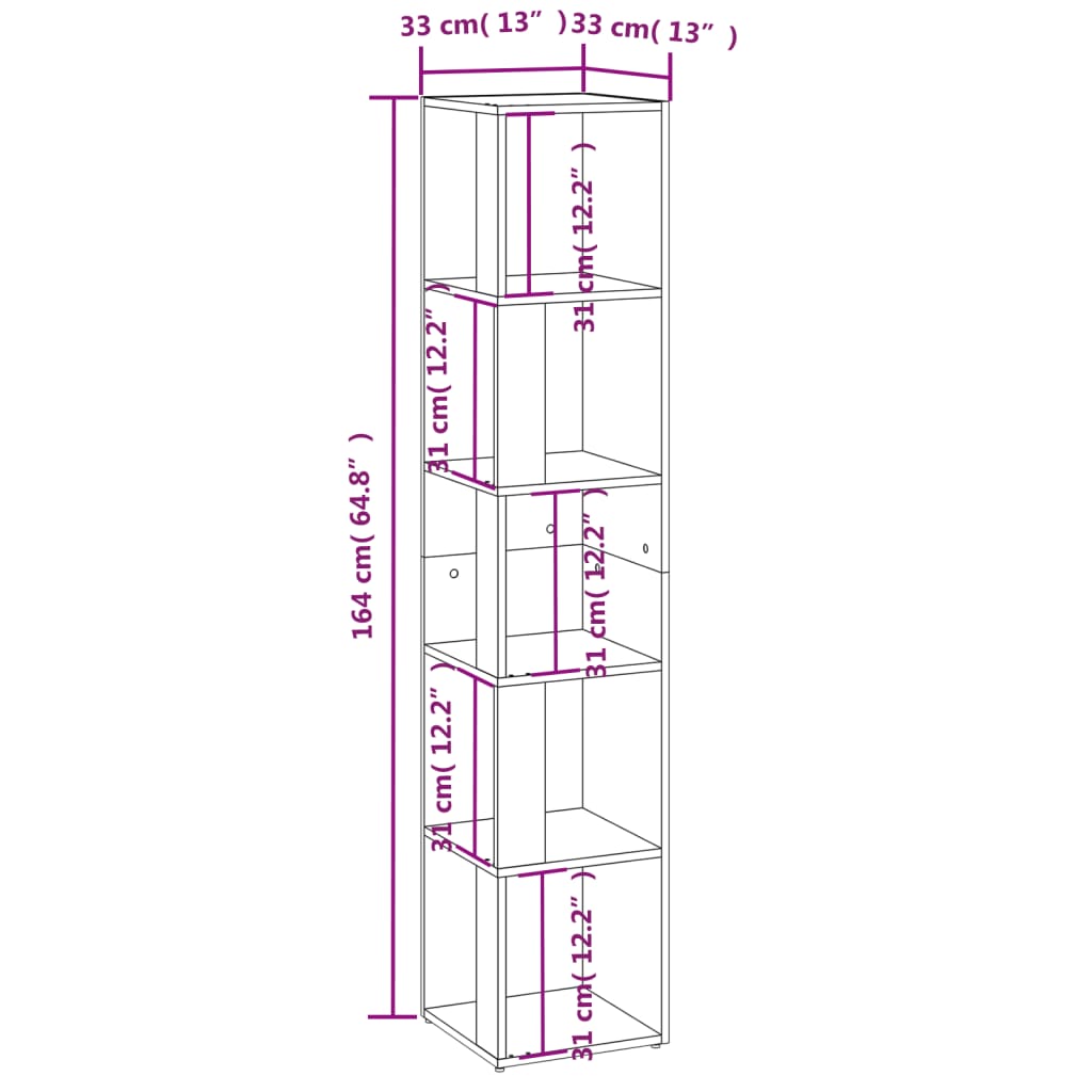 nurgakapp, hall Sonoma tamm, 33 x 33 x 164,5 cm, tehispuit