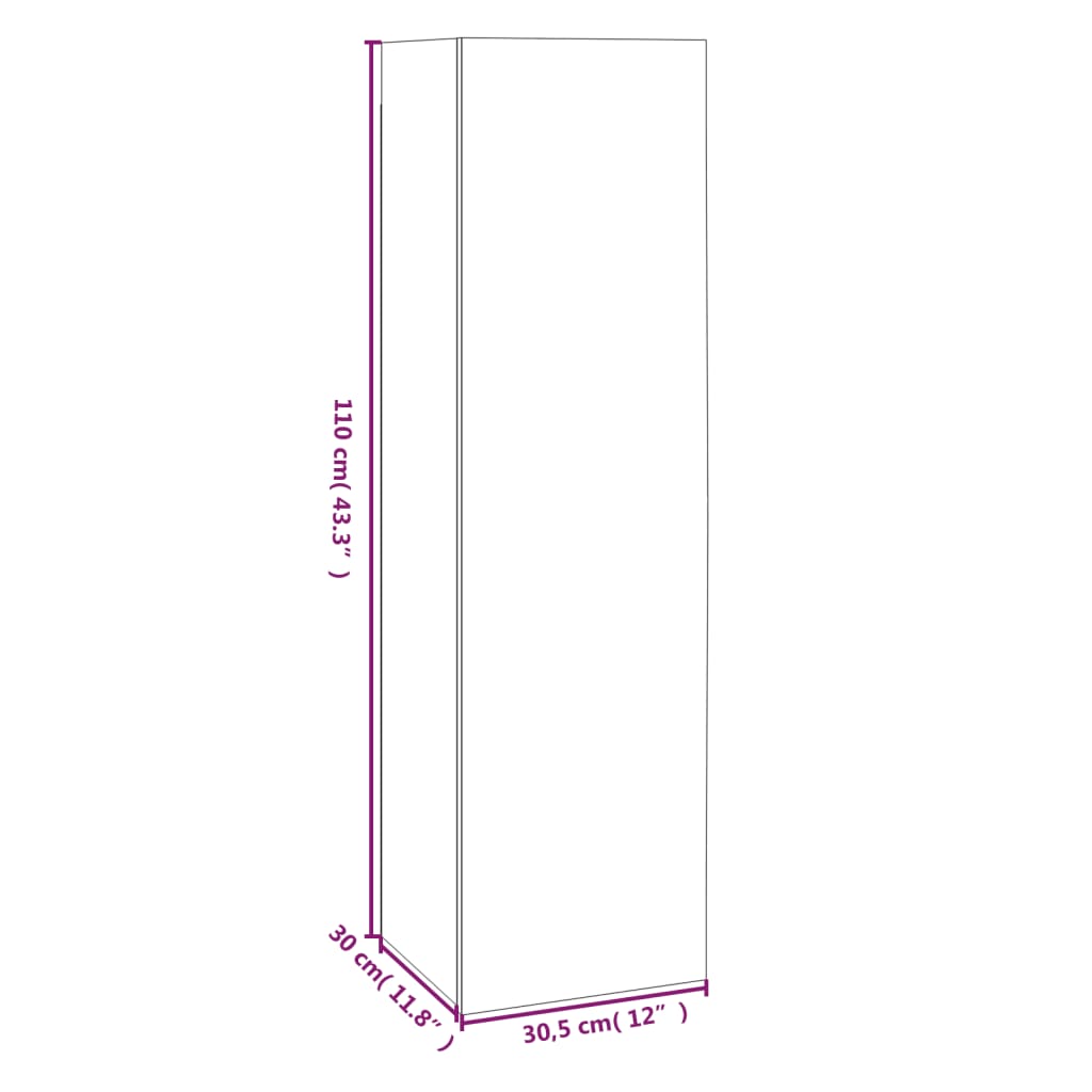 telerikapid 4 tk, hall Sonoma tamm, 30,5x30x110 cm, tehispuit