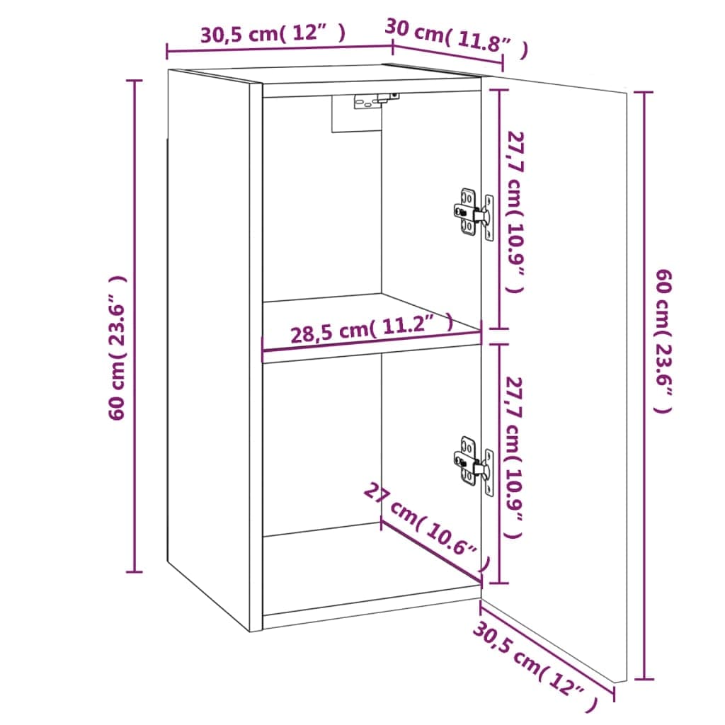 telerikapid 7 tk, pruun tamm, 30,5x30x60 cm, tehispuit