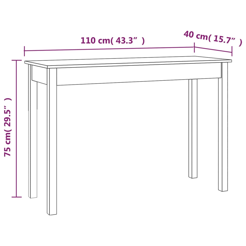 konsoollaud, 110 x 40 x 75 cm, männipuit