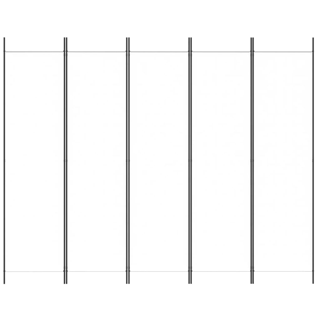 5-панельная перегородка, белая, 250 x 200 см, ткань