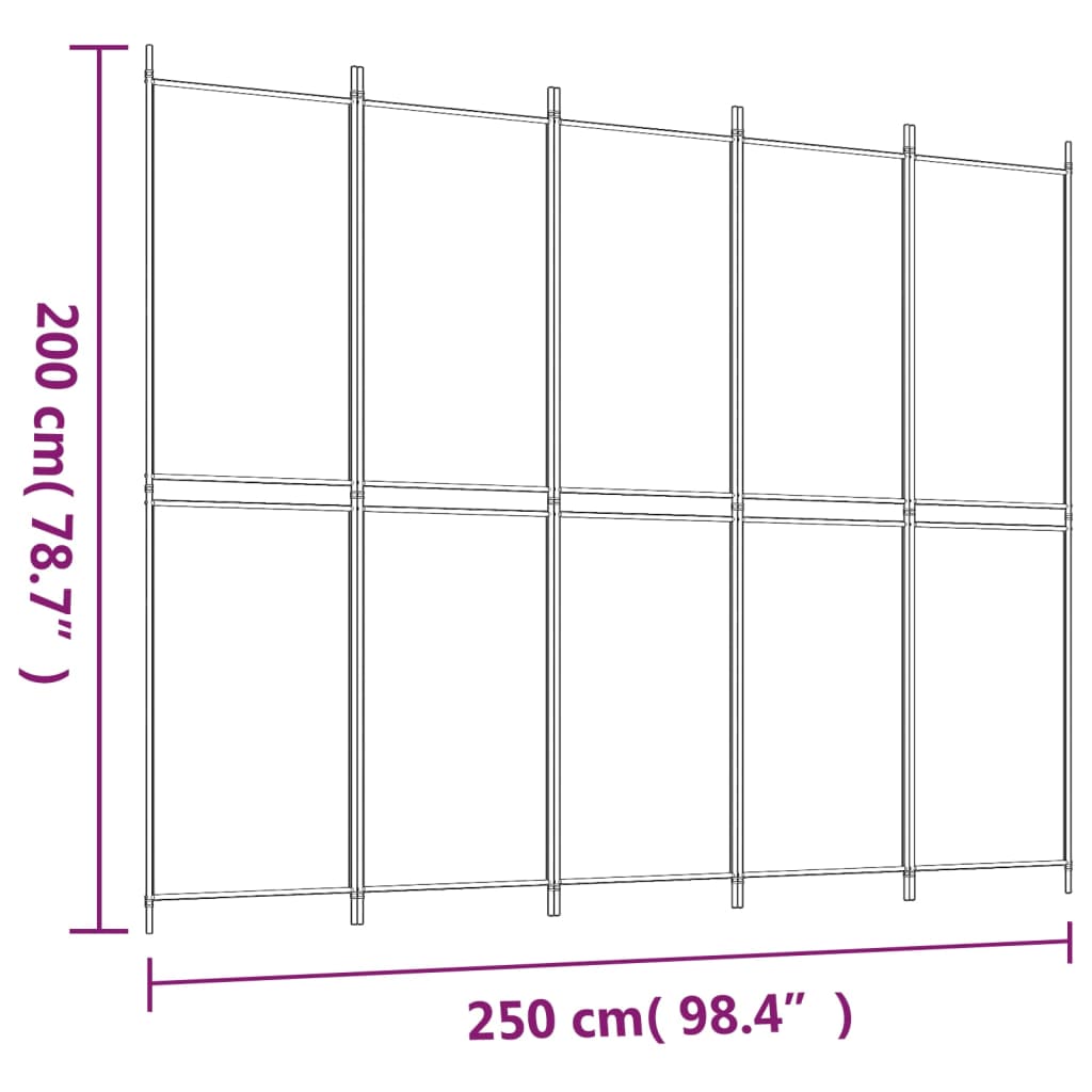 5 paneeliga sirm, pruun, 250x200 cm, kangas