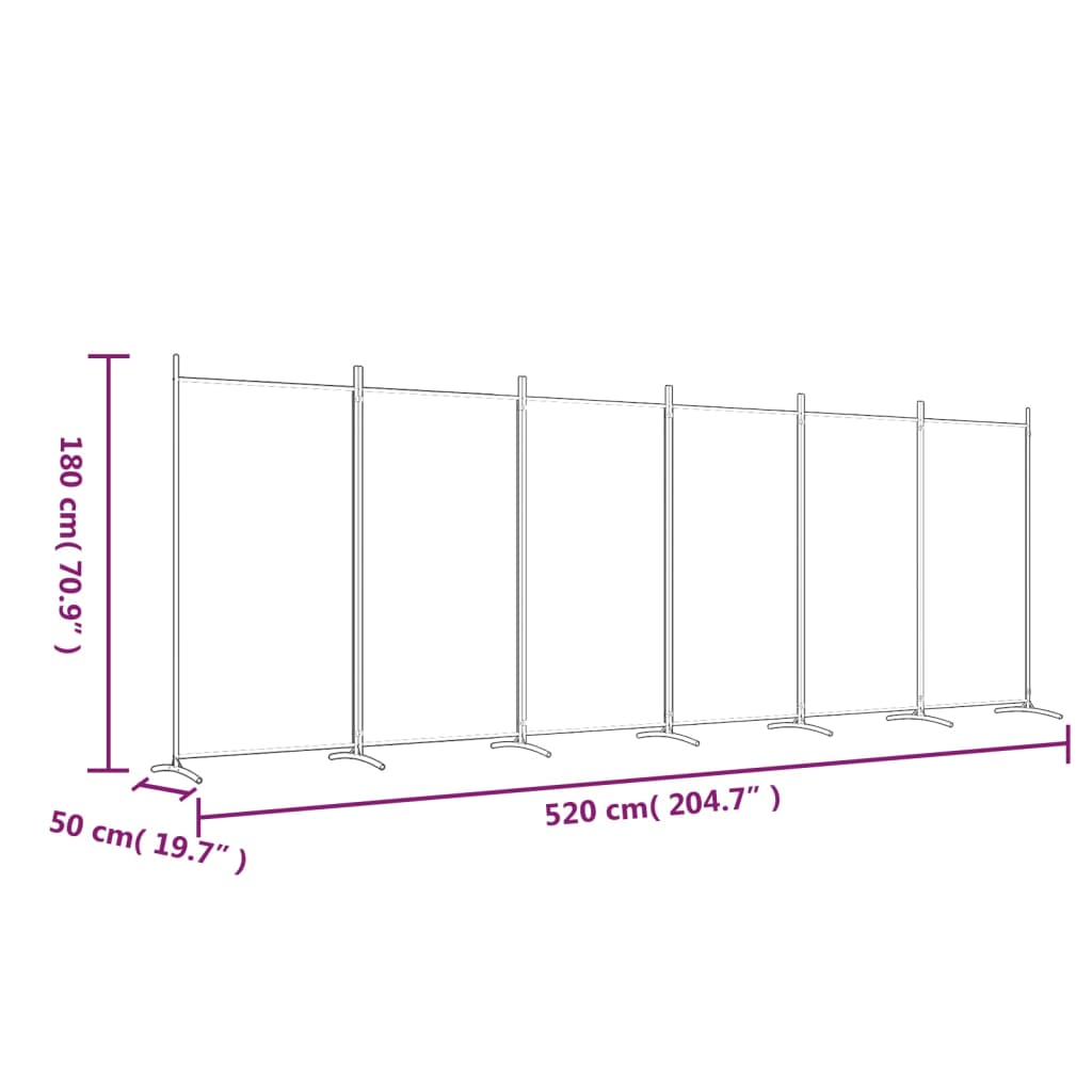 6 paneeliga sirm, valge, 520x180 cm, kangas