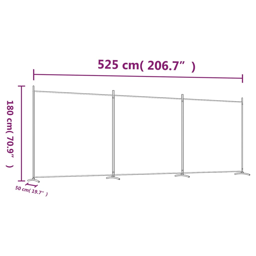 3 paneeliga sirm, valge, 525x180 cm, kangas