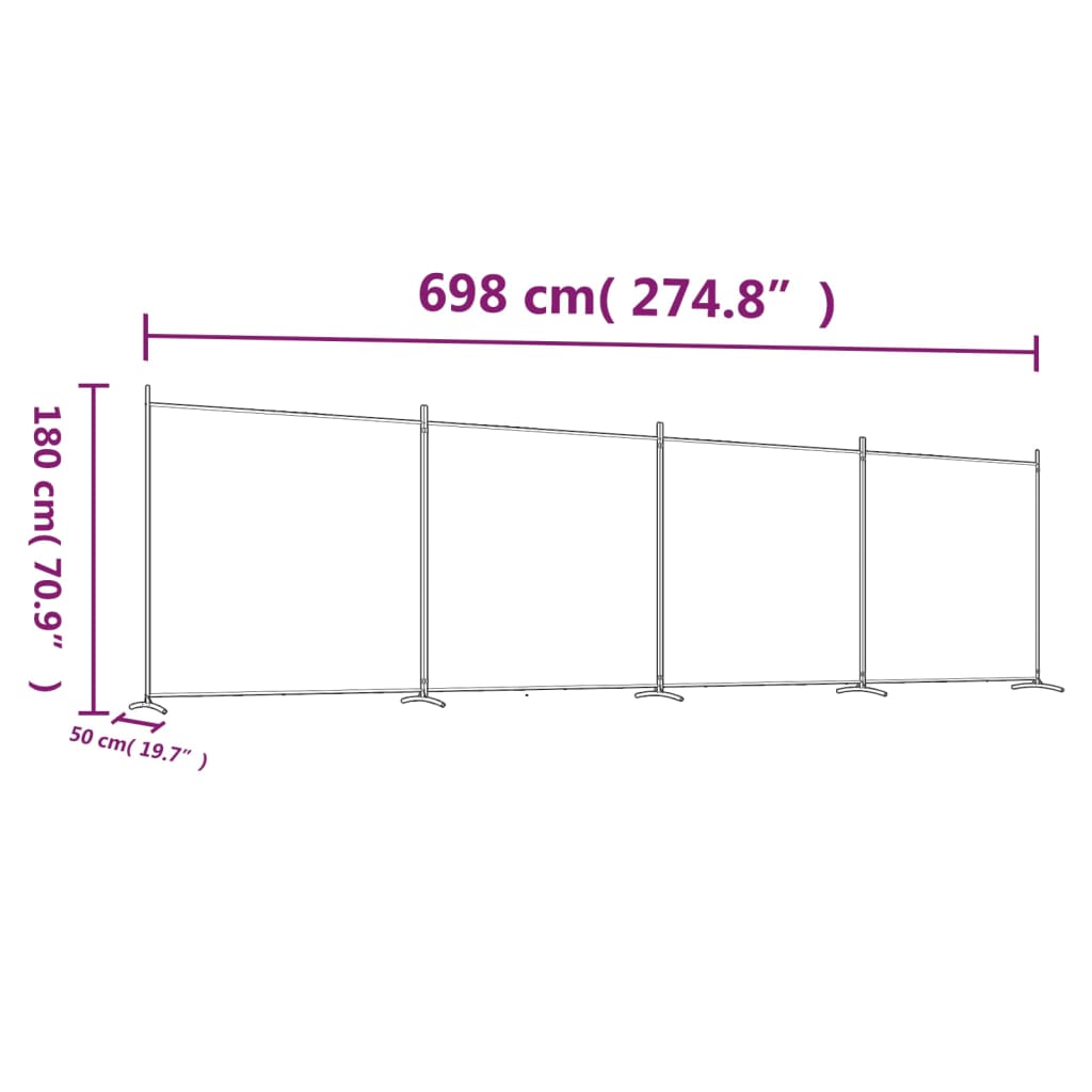 4 paneeliga ruumijagaja, pruun, 698 x 180 cm, kangas