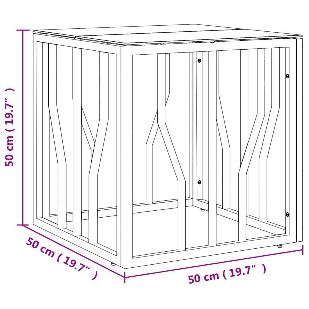 журнальный столик, золотистый, 50x50x50 см, нержавеющая сталь и стекло