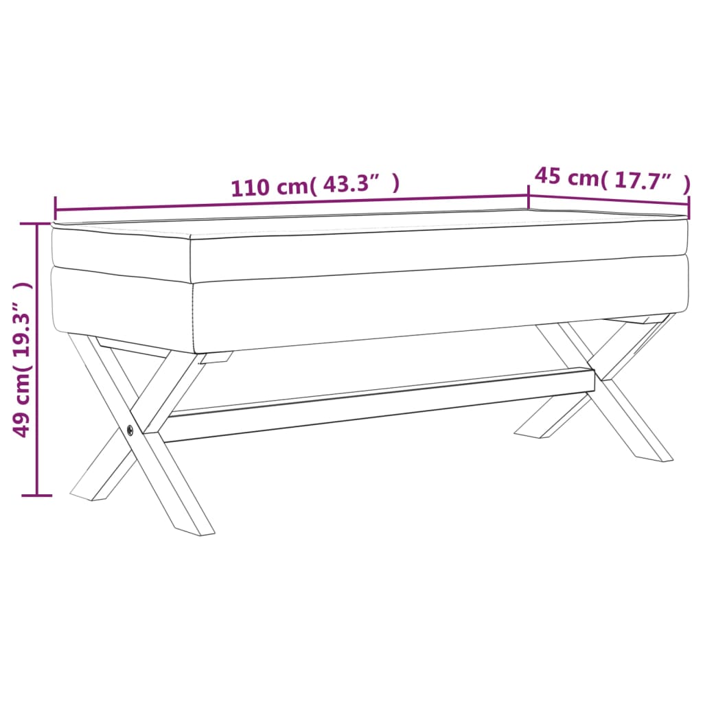 Скамья для хранения вещей, темно-серая, 110 x 45 x 49 см, ткань