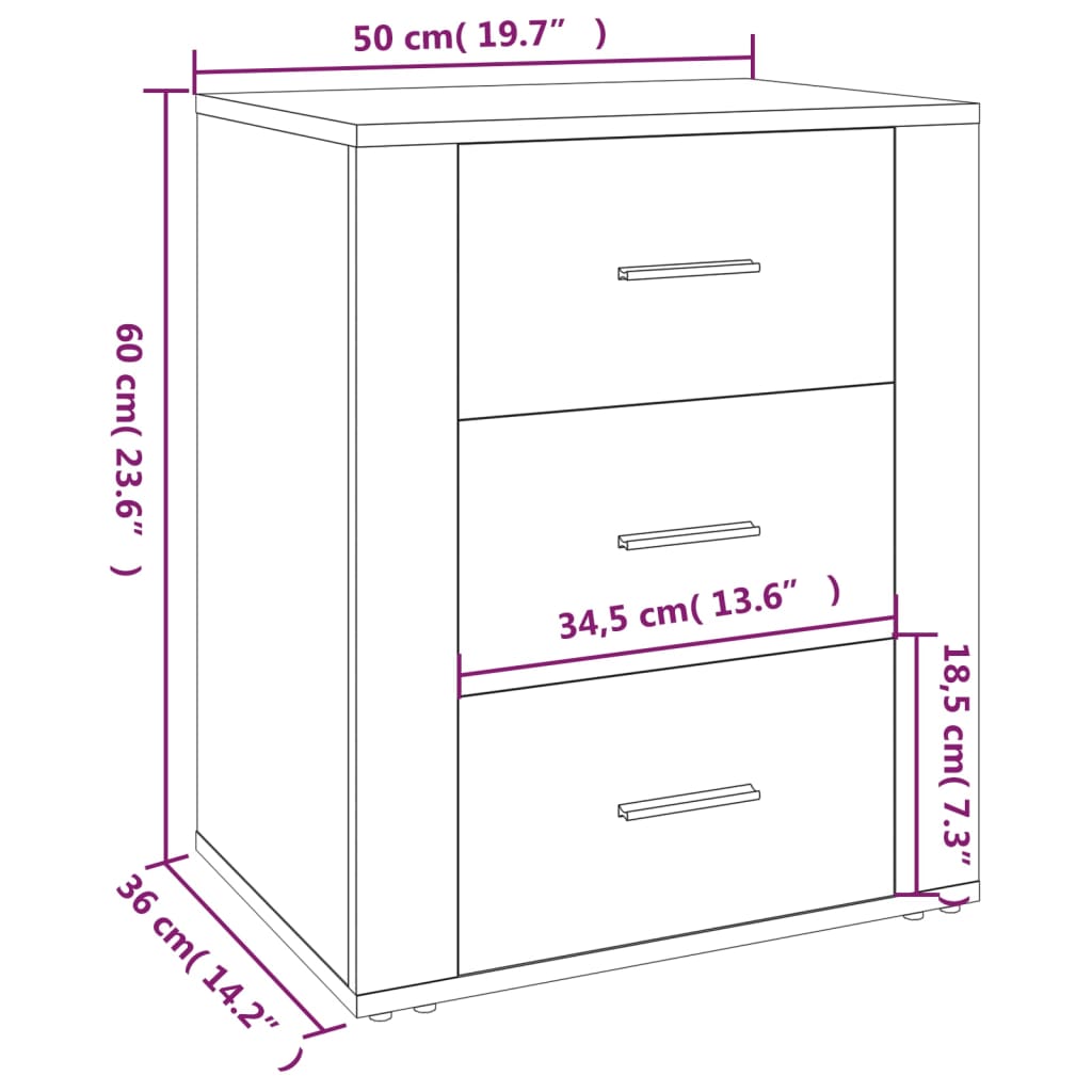 тумбочка прикроватная, черная, 50 x 36 x 60 см, искусственное дерево