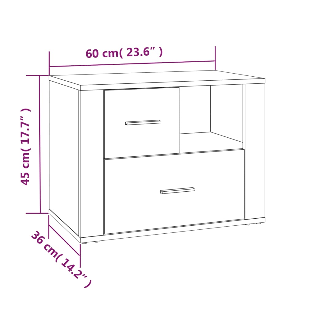 тумбочка прикроватная, черная, 60 x 36 x 45 см, искусственное дерево