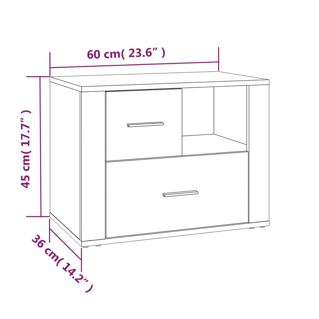 тумбочка прикроватная, копченый дуб, 60x36x45 см, искусственное дерево