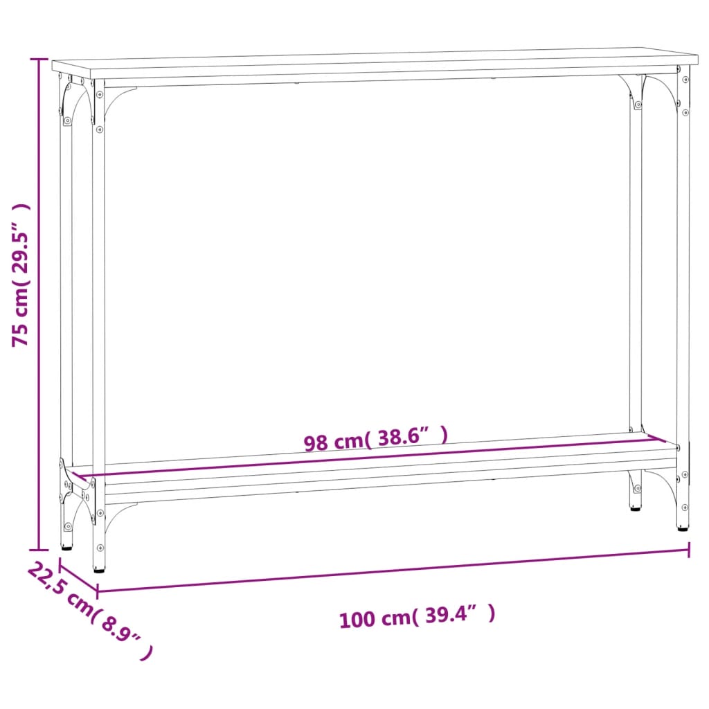 konsoollaud, must, 100x22,5x75 cm, tehispuit