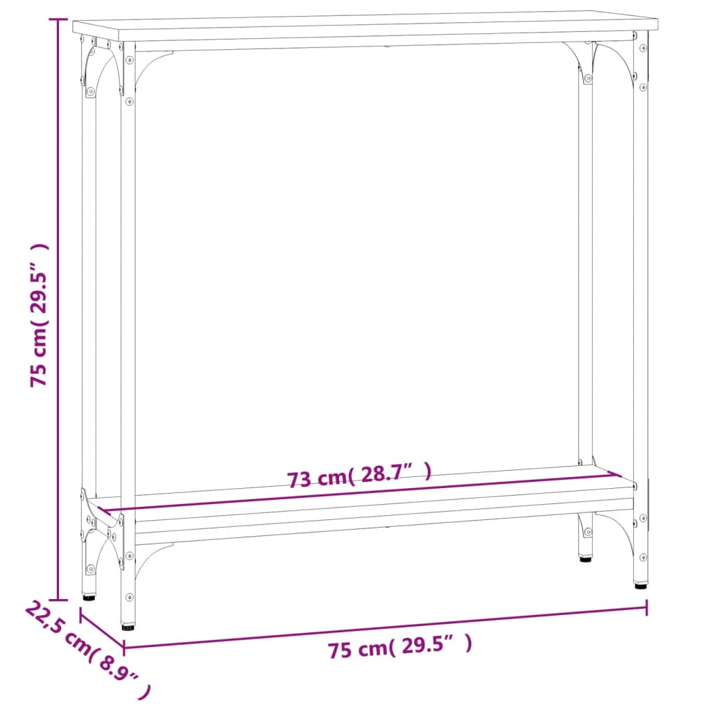 konsoollaud, must, 75x22,5x75 cm, tehispuit