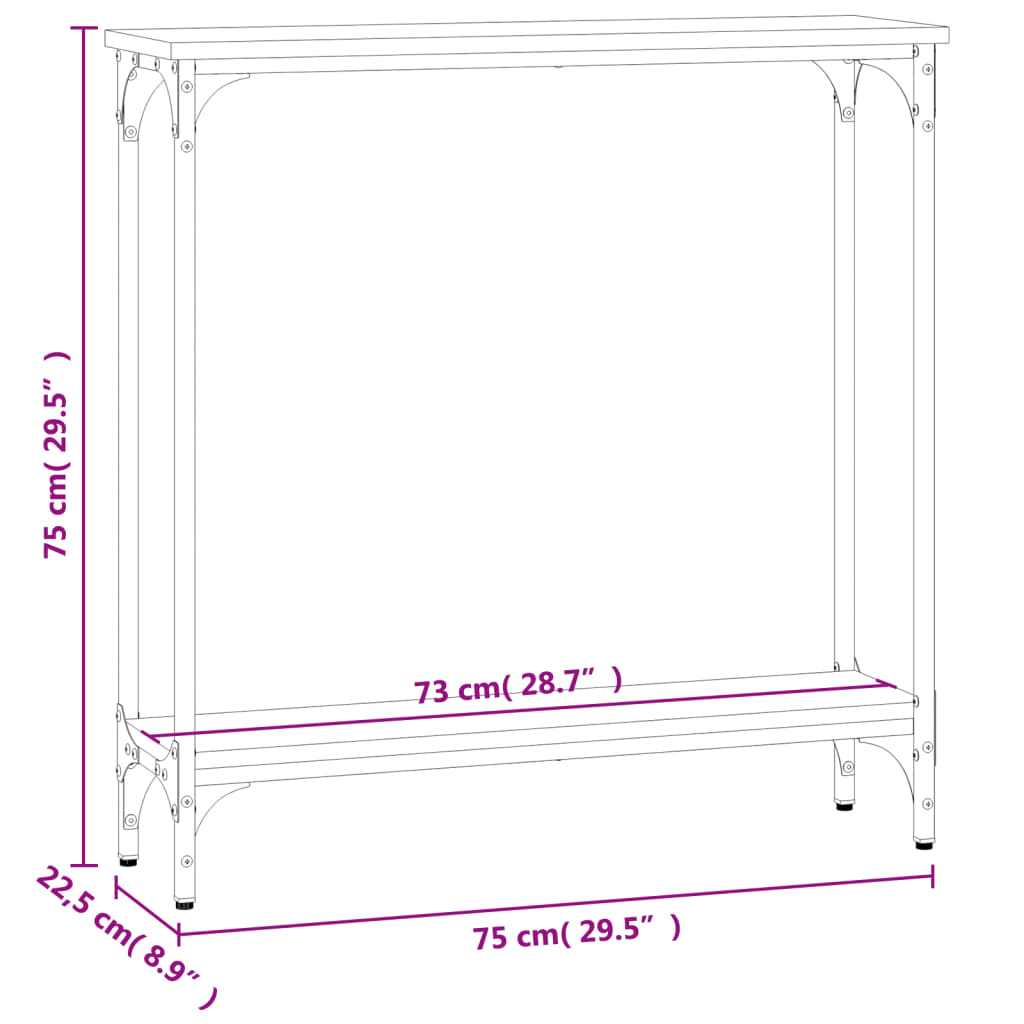 konsoollaud, hall Sonoma tamm, 75x22,5x75 cm, tehispuit