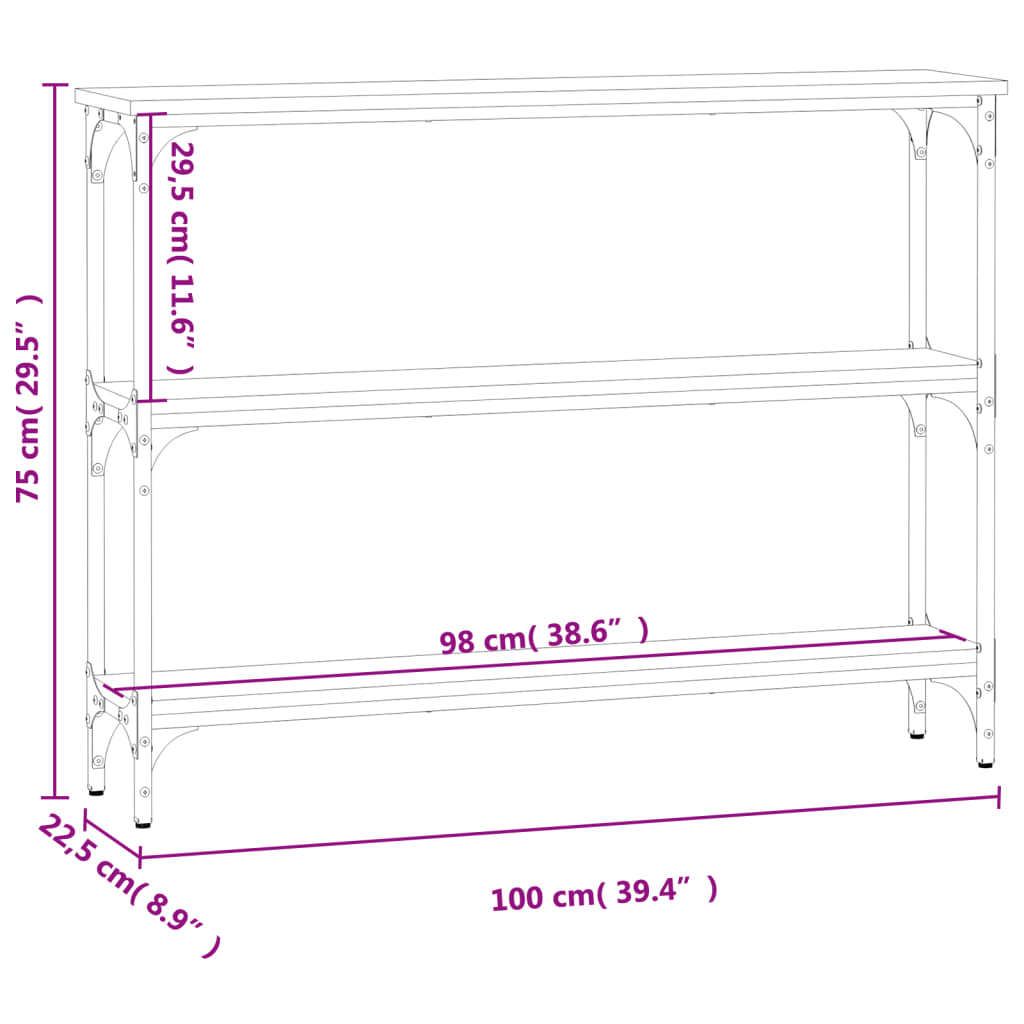 konsoollaud, must, 100x22,5x75 cm, tehispuit