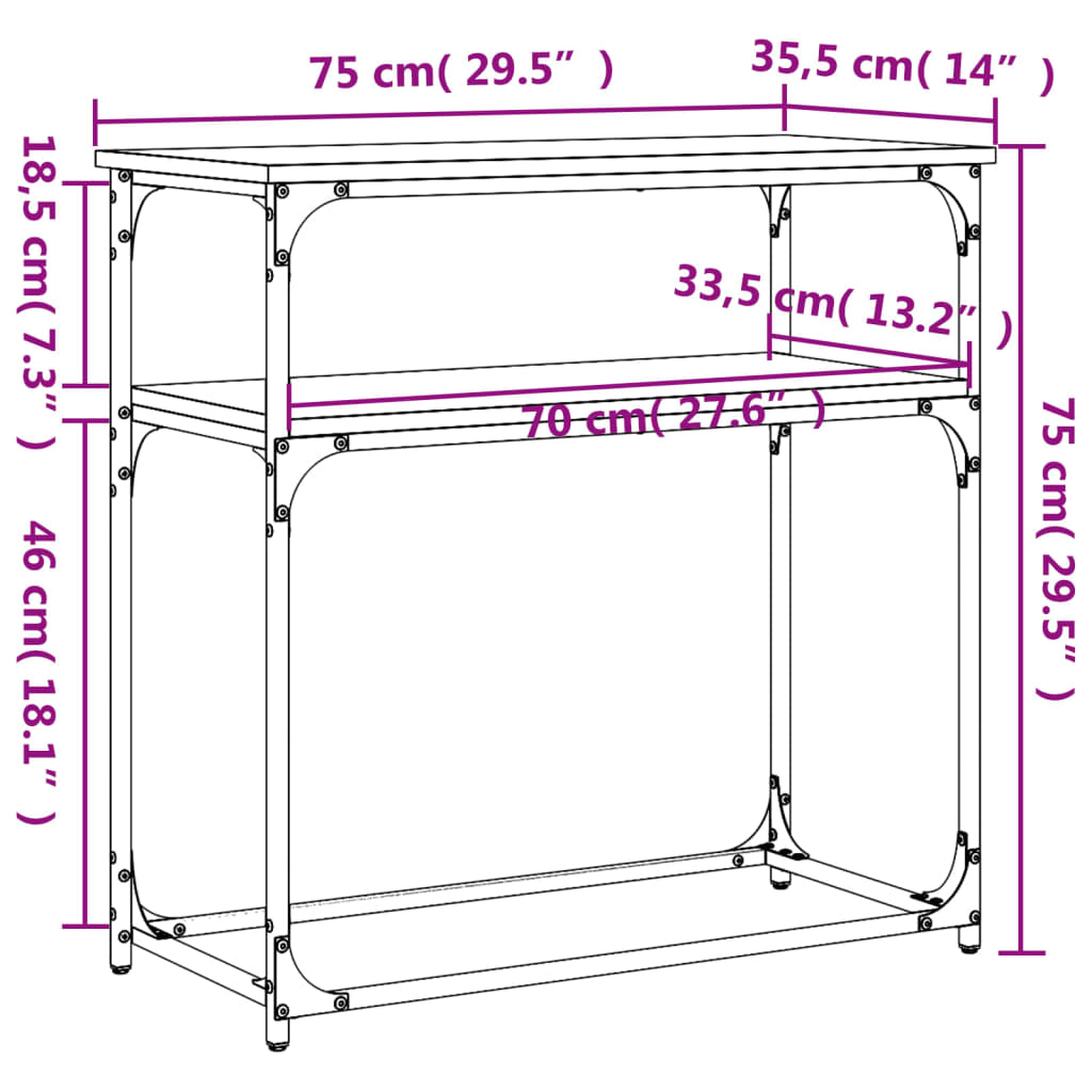 konsoollaud, must, 75x35,5x75 cm, tehispuit