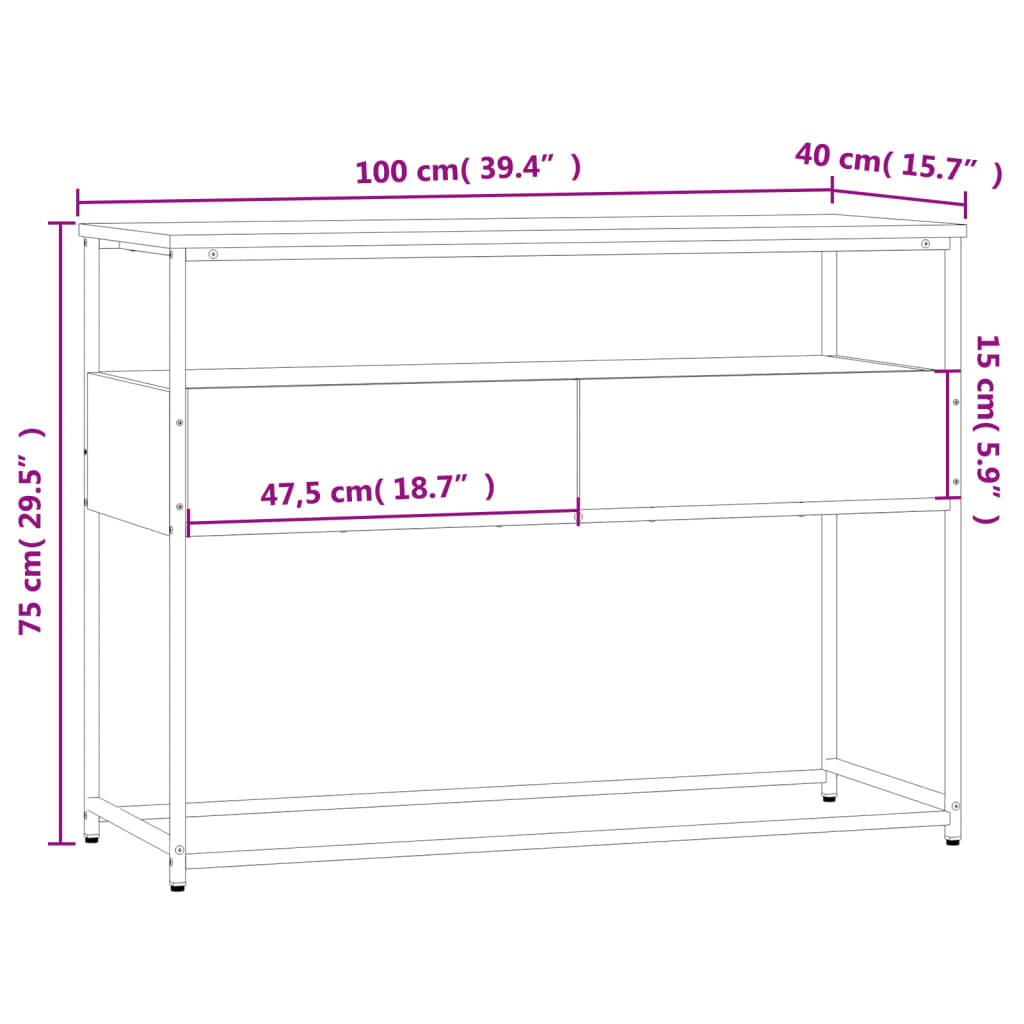 konsoollaud, must, 100 x 40 x 75 cm, tehispuit