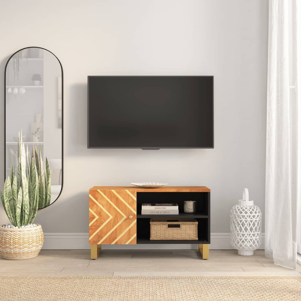 TV kapp, pruun ja must, 80x31,5x46 cm, mangopuit