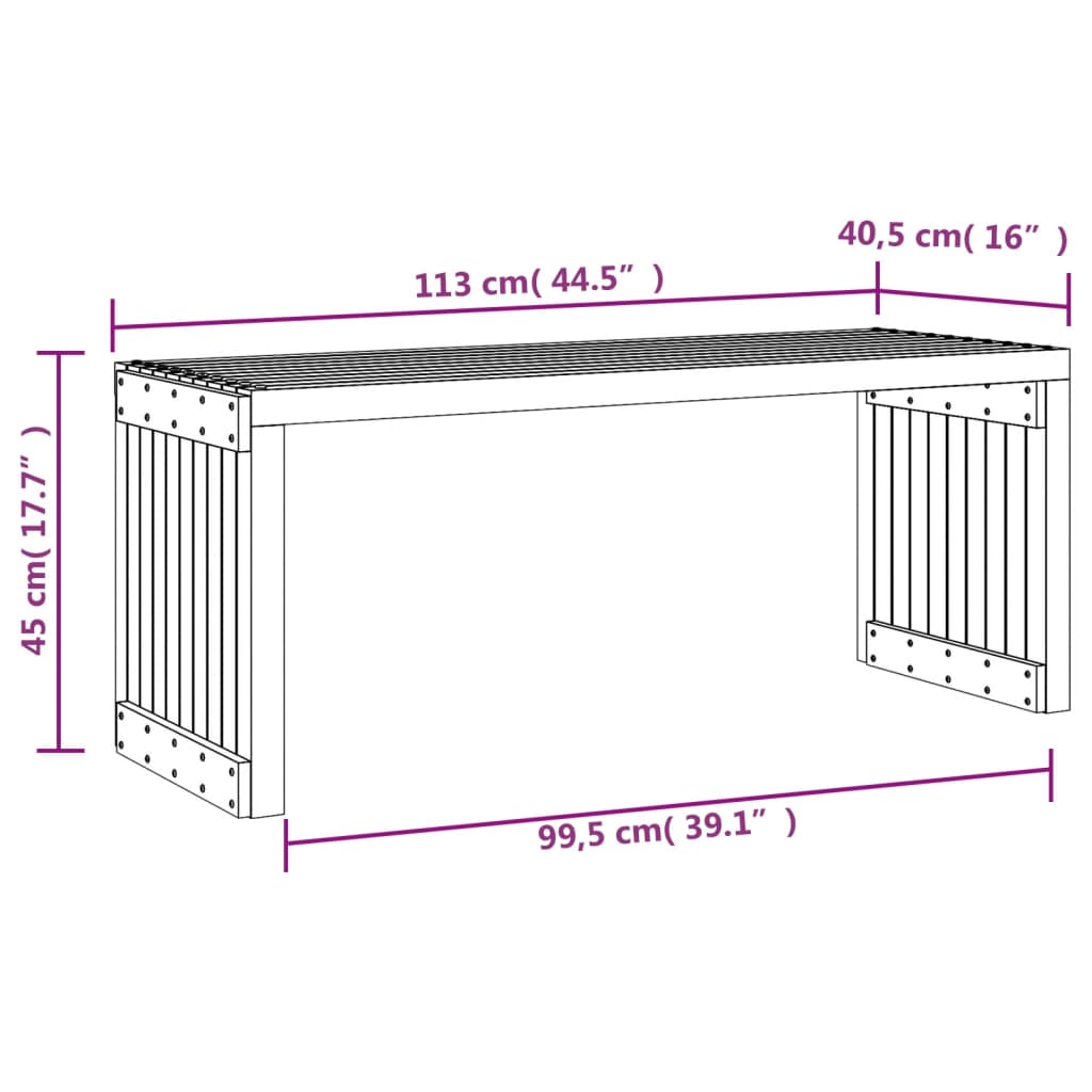 pikendatav aiapink, 212,5 x 40,5 x 45 cm, ebatsuuga puit