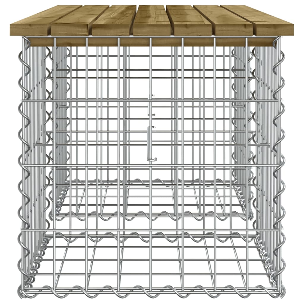 Габионная скамейка, 103 x 44 x 42 см, пропитанная сосна