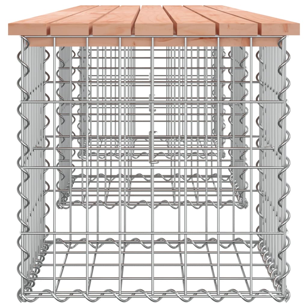 скамейка из габиона, 203 x 44 x 42 см, необработанное дерево