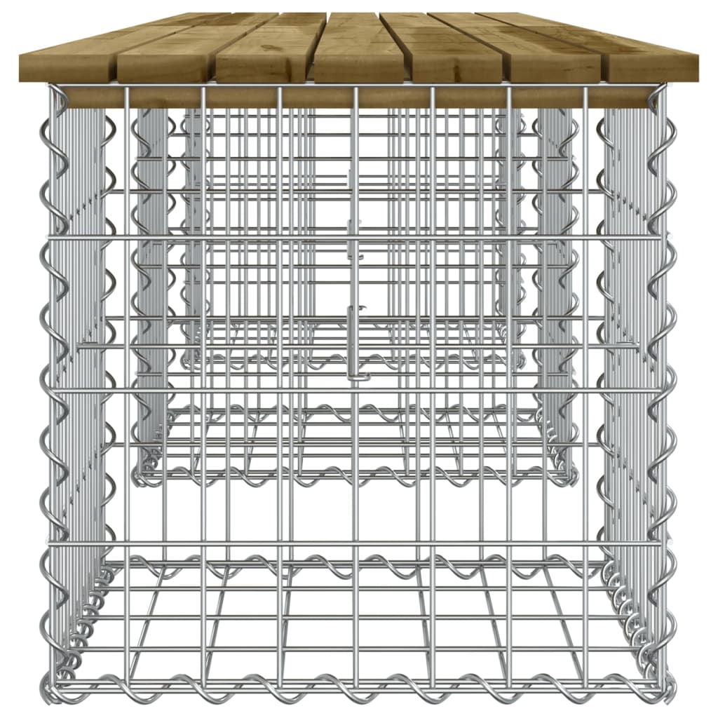 Габионная скамейка, 203 x 44 x 42 см, пропитанная сосна