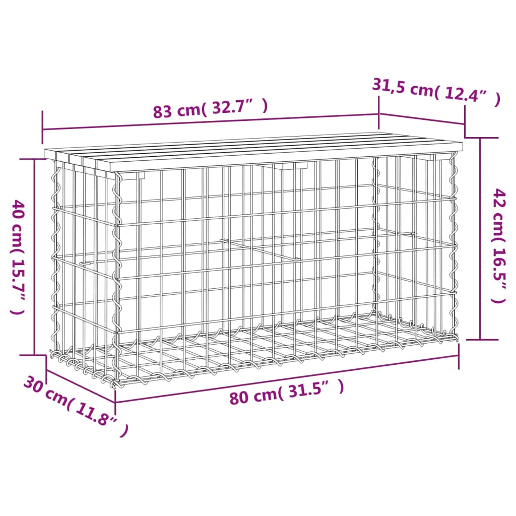 gabioonpink, 83 x 31,5 x 42 cm, ebatsuuga puit