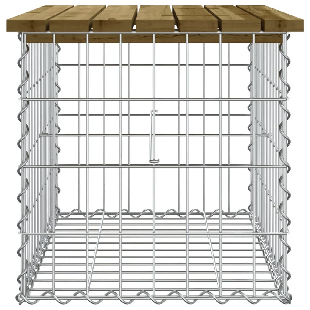 Габионная скамейка, 63 x 44 x 42 см, пропитанная сосна