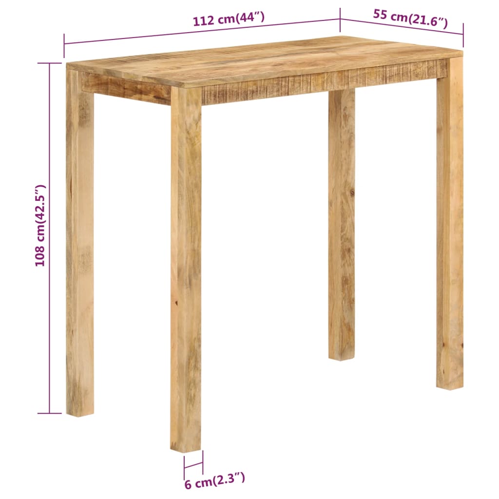 baarilaud, 112 x 55 x 108 cm, toekas mangopuit