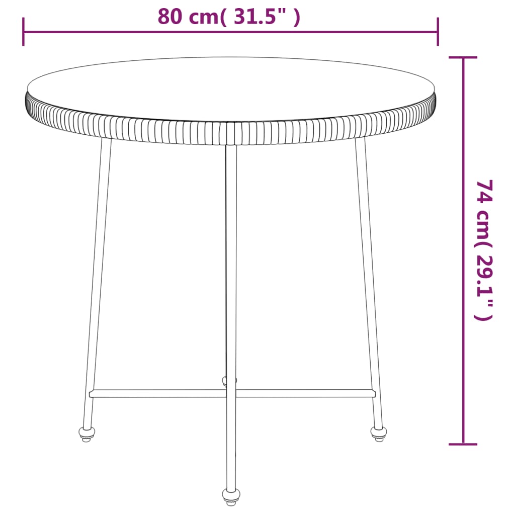 söögilaud, must, Ø80 cm , karastatud klaas ja teras