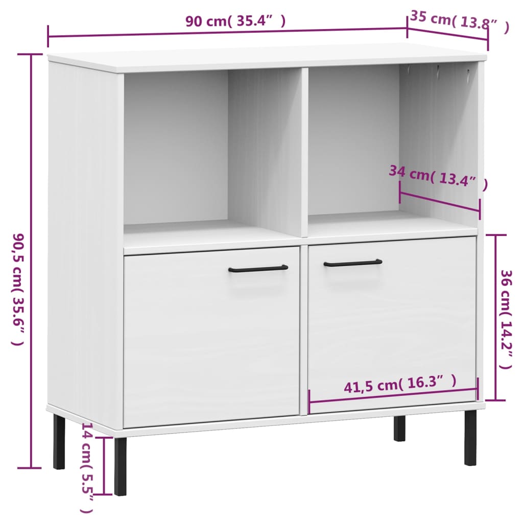 Книжный шкаф на металлических ножках, белый, 90x35x90,5 см, "OSLO"