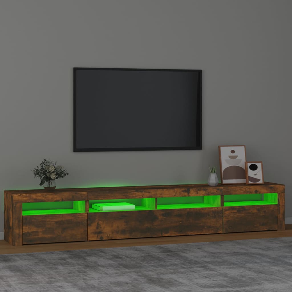 telerialus LED-tuledega, suitsutatud tamm, 240x35x40 cm