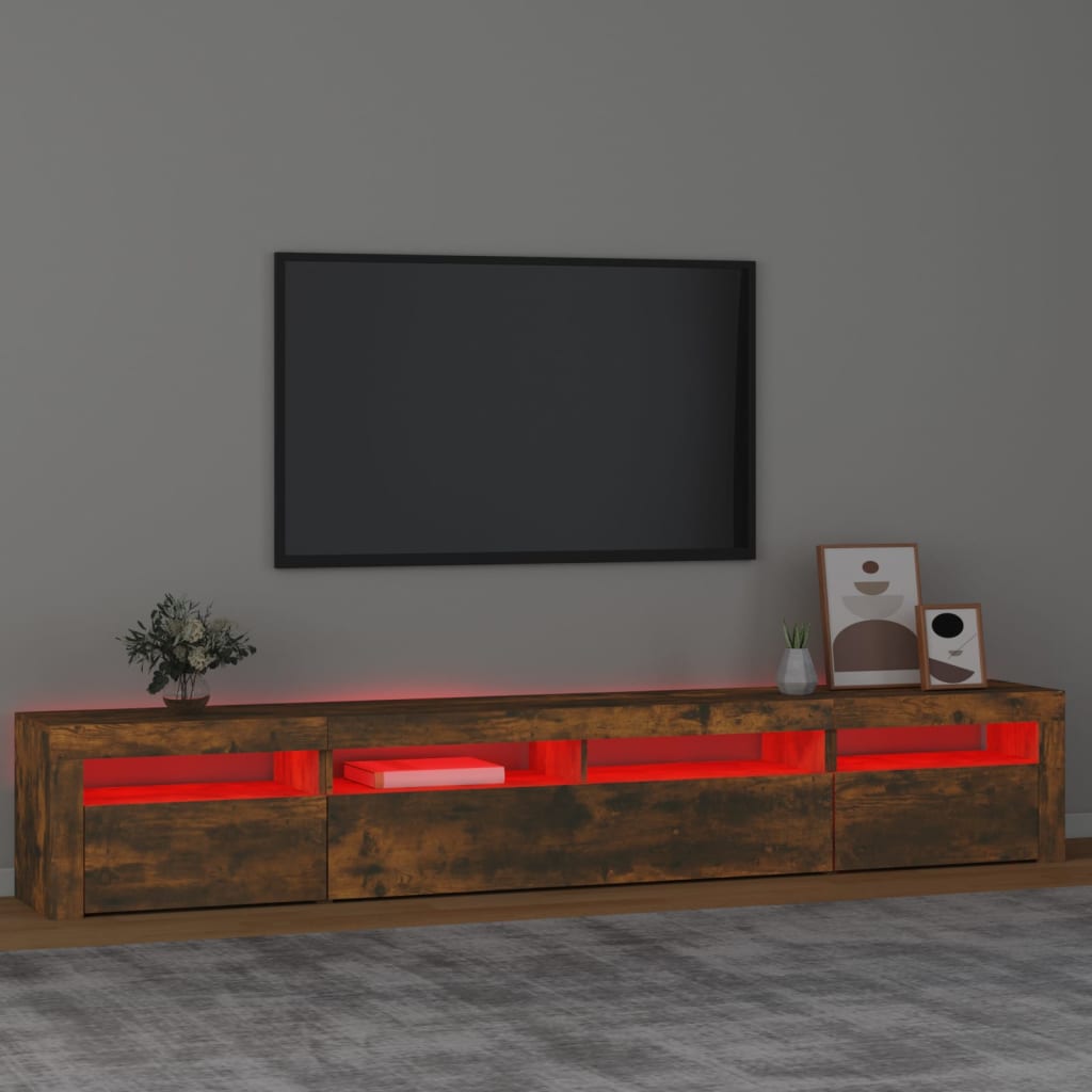 telerialus LED-tuledega, suitsutatud tamm, 240x35x40 cm