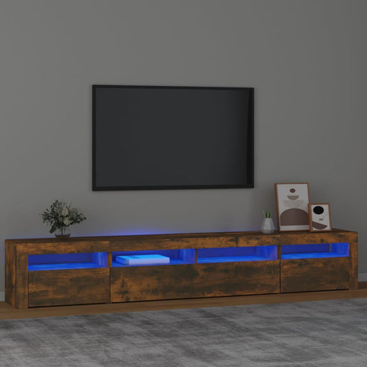 telerialus LED-tuledega, suitsutatud tamm, 240x35x40 cm