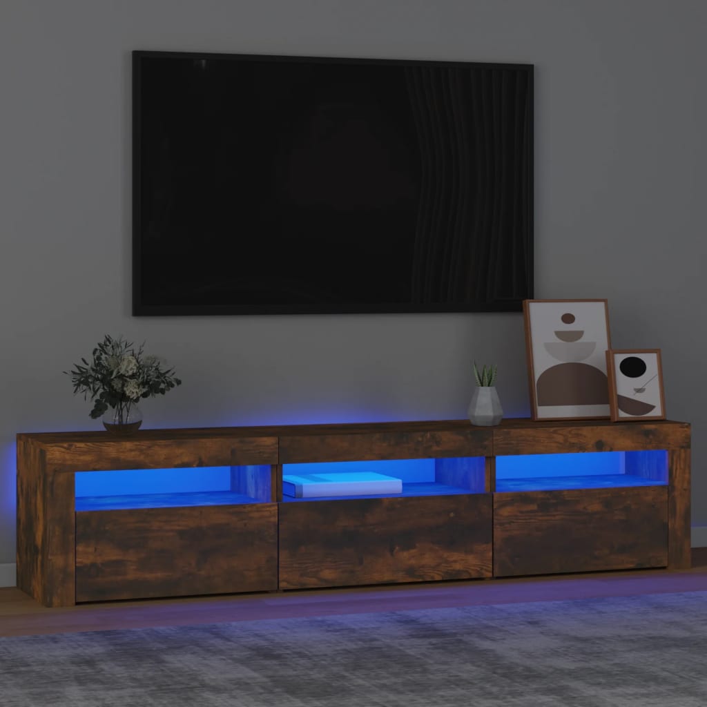 telerialus LED-tuledega, suitsutatud tamm, 180x35x40 cm