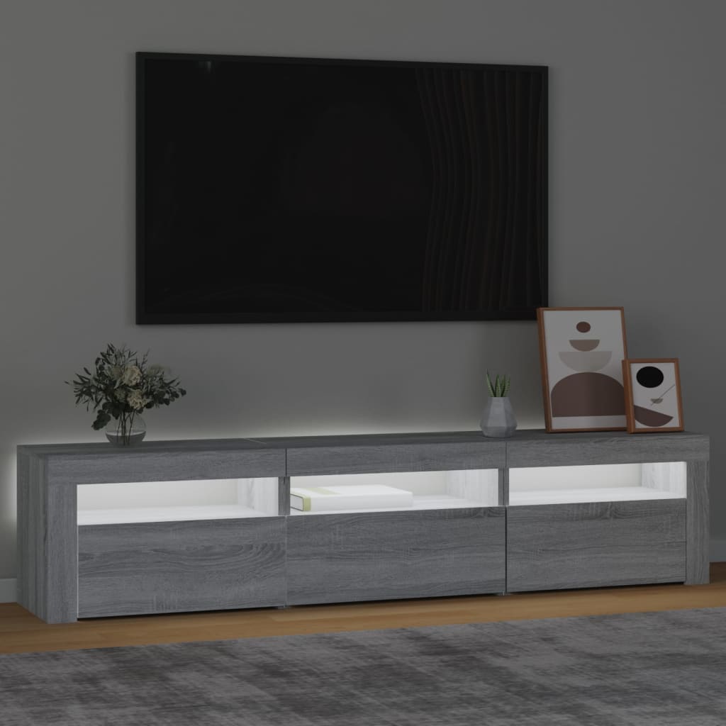 telerialus LED-tuledega, hall Sonoma tamm, 180 x 35 x 40 cm