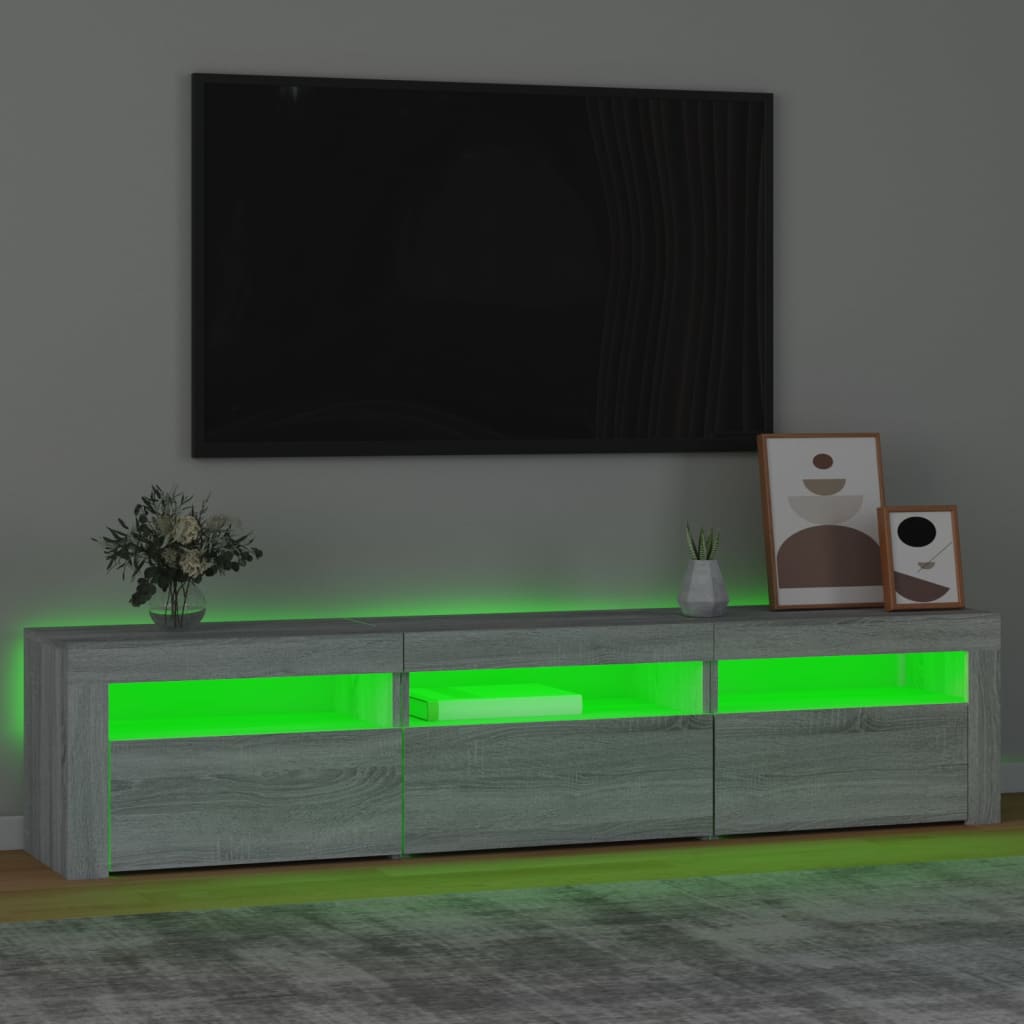 telerialus LED-tuledega, hall Sonoma tamm, 180 x 35 x 40 cm