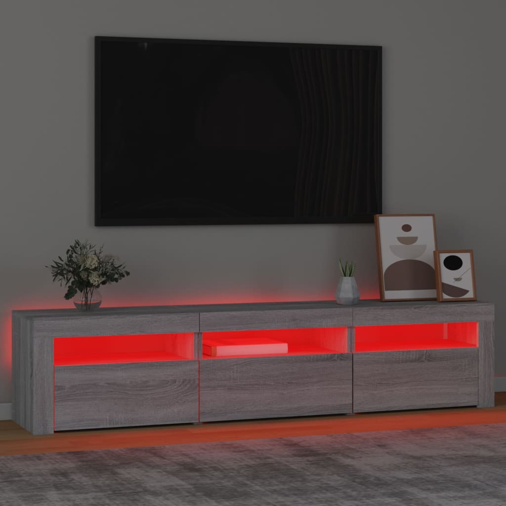 telerialus LED-tuledega, hall Sonoma tamm, 180 x 35 x 40 cm