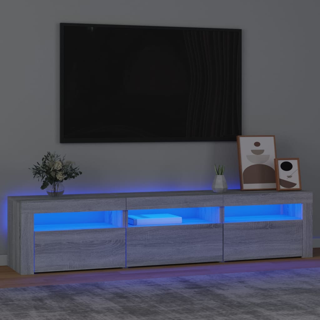 telerialus LED-tuledega, hall Sonoma tamm, 180 x 35 x 40 cm