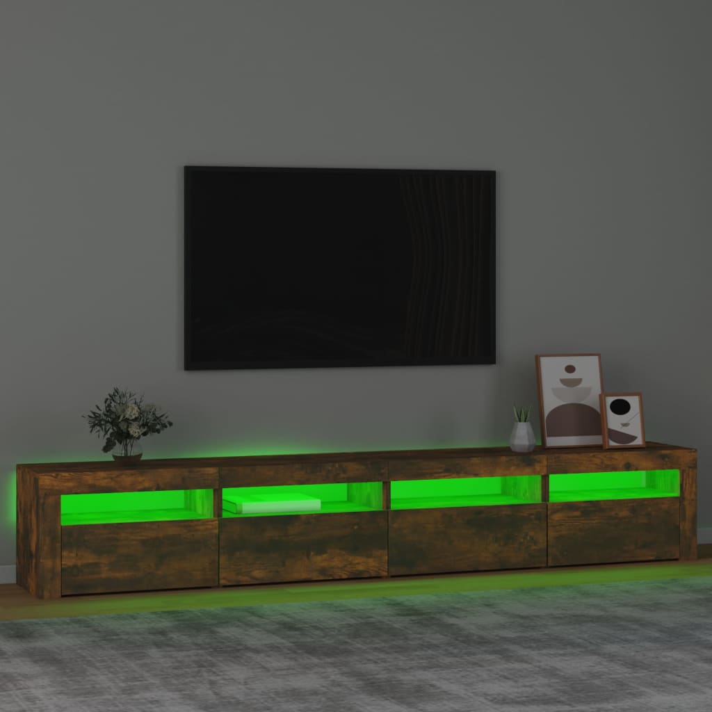 telerialus LED-tuledega, suitsutatud tamm, 240x35x40 cm