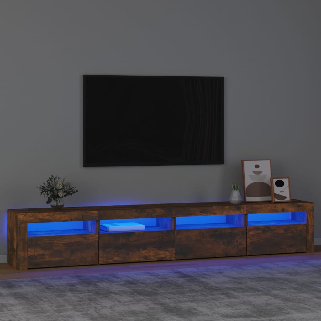 telerialus LED-tuledega, suitsutatud tamm, 240x35x40 cm