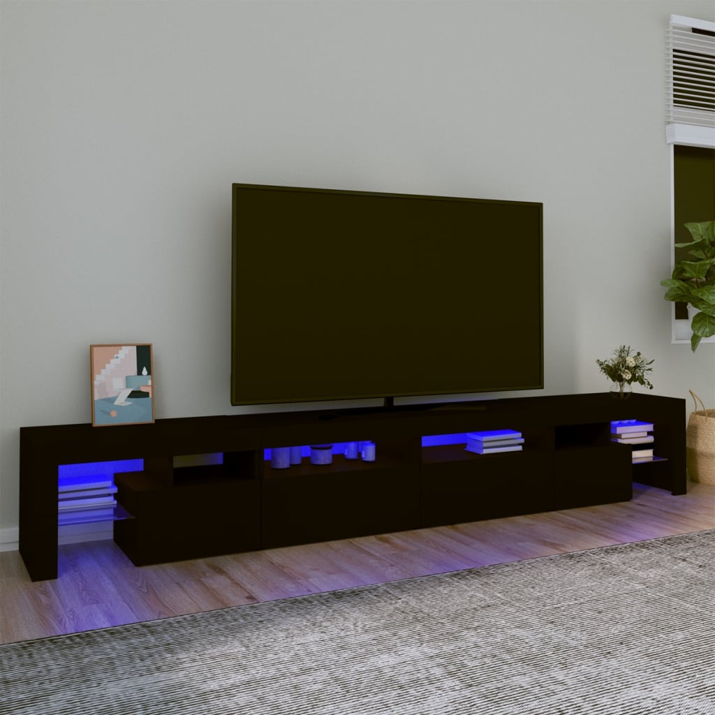 telerialus LED-tuledega, must, 260x36,5x40 cm