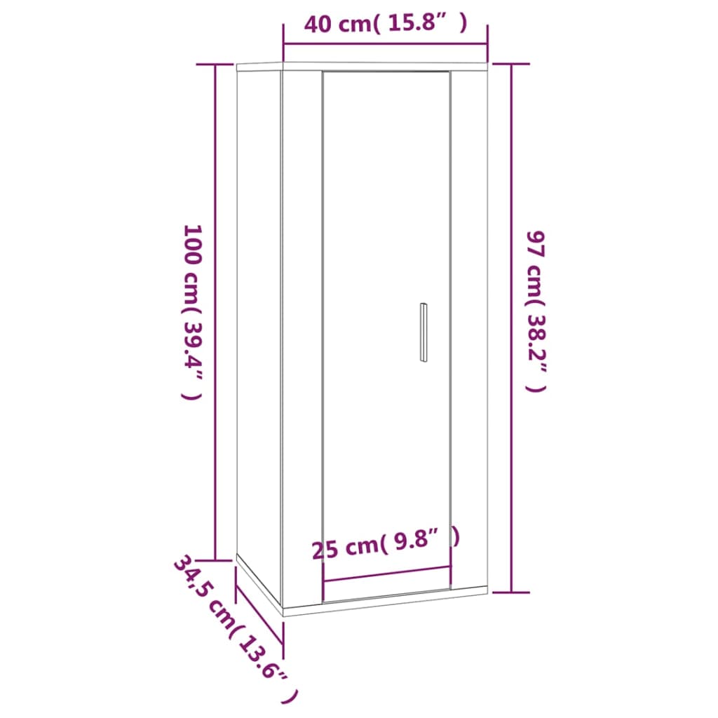 seinale paigaldatav telerikapp, valge, 40x34,5x100 cm