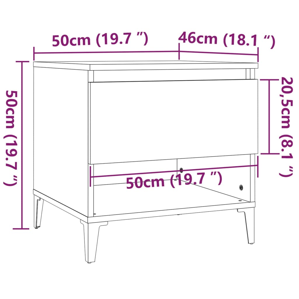 lisalauad 2 tk, valge, 50 x 46 x 50 cm, tehispuit