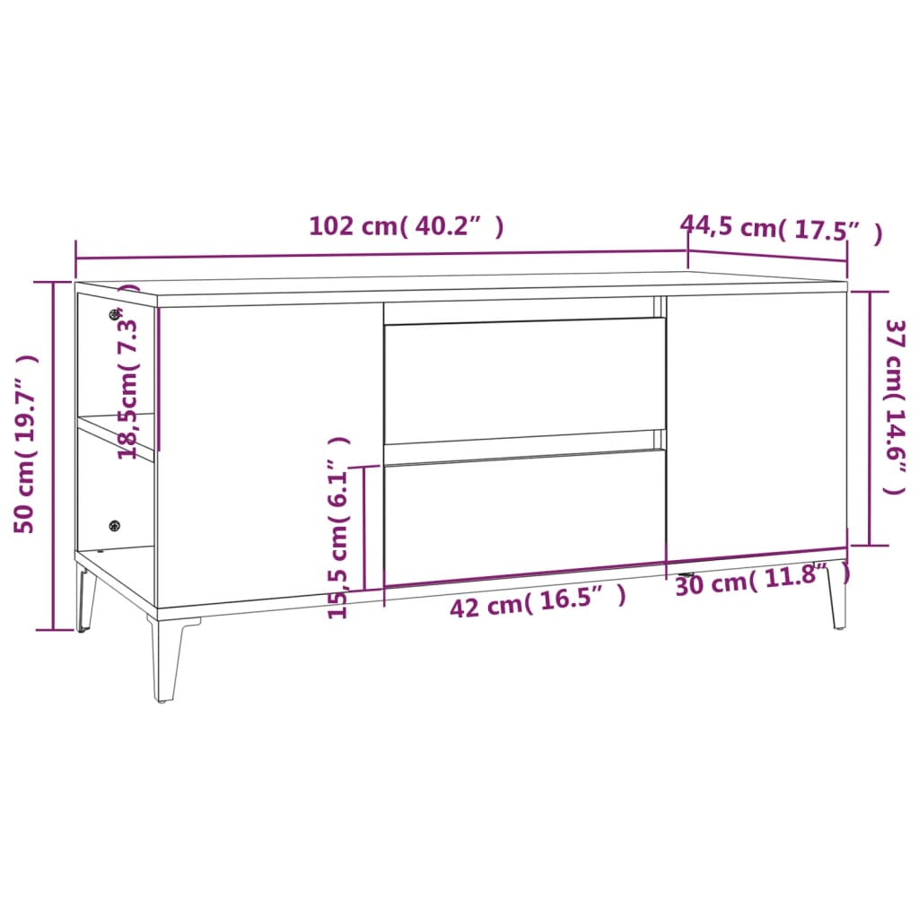 telerikapp, hall Sonoma tamm, 102 x 44,5 x 50 cm, tehispuit