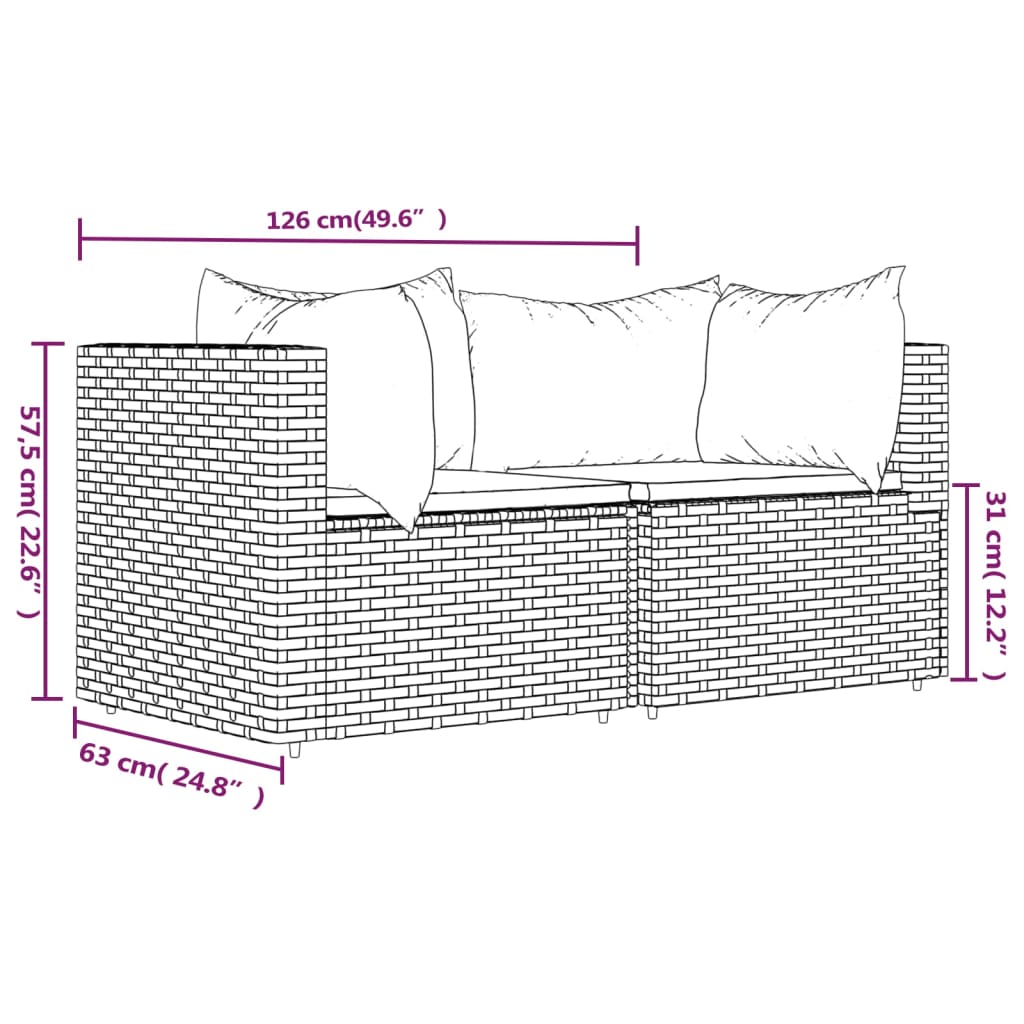 aia nurgadiivanid patjadega 2 tk, must, polürotang