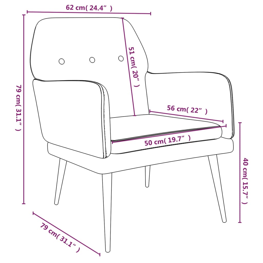 tugitool, helehall, 62x79x79 cm, samet