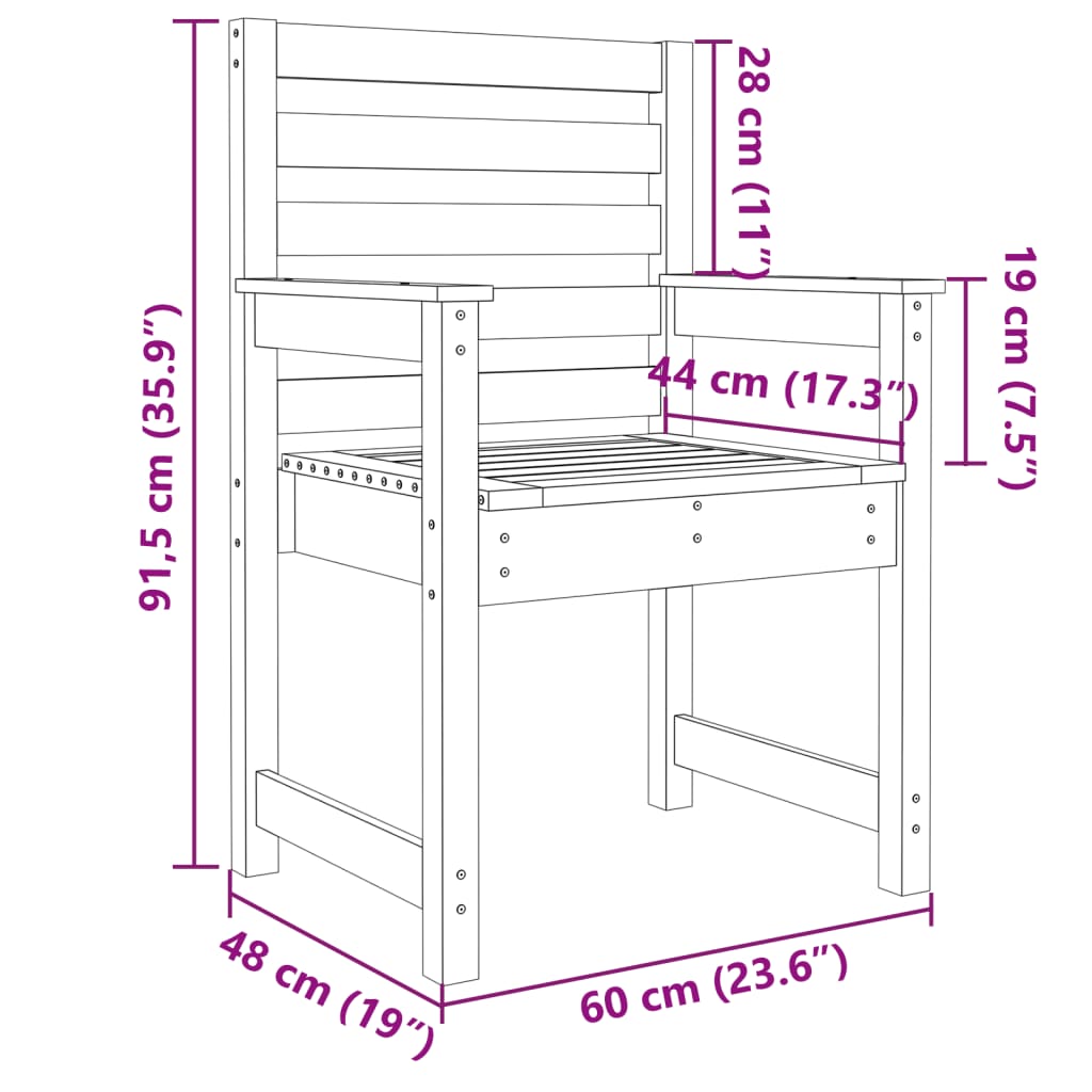 садовые стулья 2 шт., 60 x 48 x 91 см, необработанное дерево